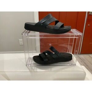 Crocs Brooklyn Low Wedge Sandals Black Two Strap Platform Slide Womens 8 206453